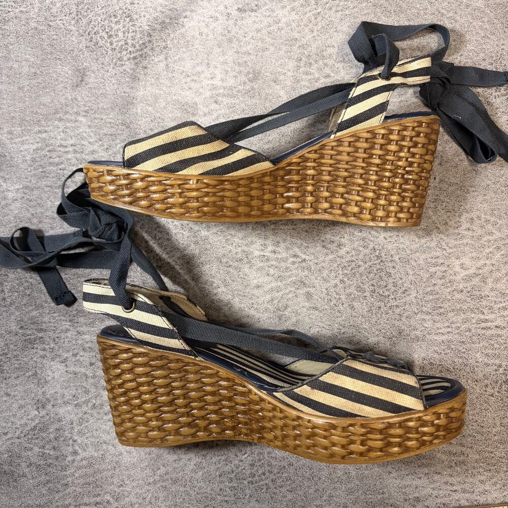 Nautical Striped Platform Wedge Sandals